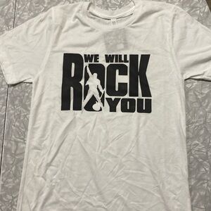 White “We will Rock you” tee